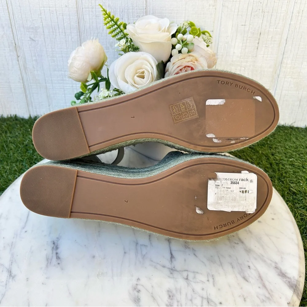 TORY BURCH Stylish Woven Platform Sandals -  Espadrille Sz 7 Color: Blue Celadon